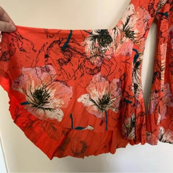 We The Free Printed Birds  Of Paradise Top Mulitcolour Flared Sleeves L - Picture 12 of 15